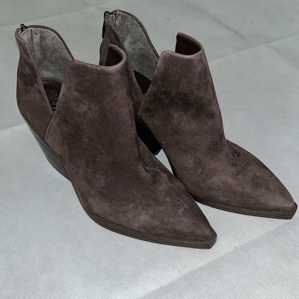 Vince Camuto brown heeled pointed boot Gigietta leather/suede - Picture 2 of 9